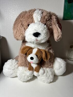Walgreens Play Right NWT Jumbo Puppy with Baby 22" Sitting Plush Stuffed Animal